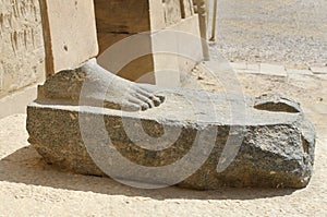 Feet of ancient statue, Karnak Temple, Luxor, Egypt