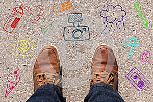 Feet on asphalt