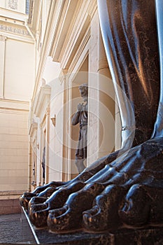 Feet of Atlantis on portico of the New Hermitage, decorated with sculptures