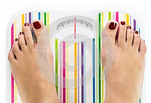 Feet on bathroom scale with clean dial