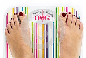 Feet on bathroom scale