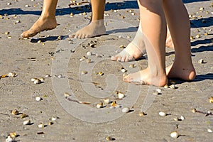 Feet on the beach at summer