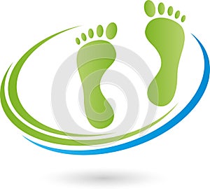 Feet and circles, massage and foot care logo