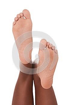 Feet of ethnic black African-American woman