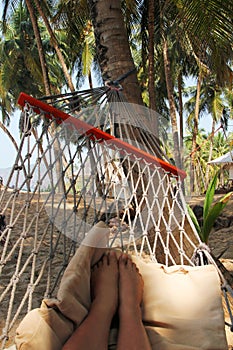 Feet in hammock.