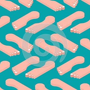 Feet isometric pattern seamless. Toes texture. Two legs background