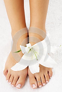 Feet with madonna lily