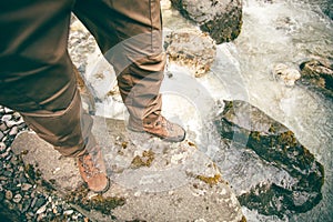 Feet Man trekking boots hiking outdoor Lifestyle