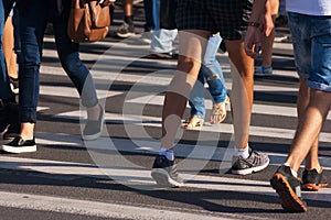 Feet of pedestrians