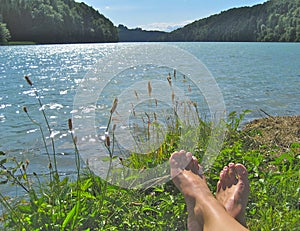 Feet at the shore