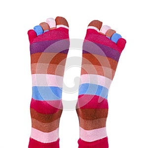 Feet with striped socks