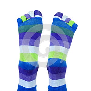 Feet with striped socks