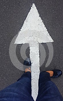 Feet on tarmac road