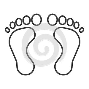 Feet thin line icon, human body concept, bare foot print sign on white background, footprint icon in outline style for