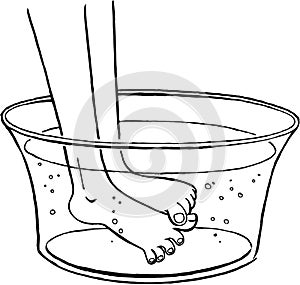 Feet in a wash basin scratching each other