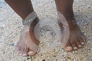 Feet in water