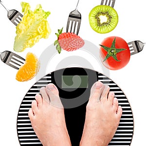 Feet on a weight scale