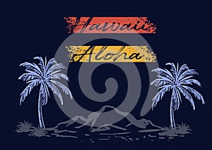 Hawaii aloha beach design colored