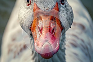 Feisty Angry goose closeup. Generate AI photo