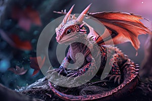 Feisty Baby dragon. Generate Ai photo