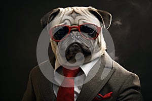Feisty Pug boss. Generate Ai photo