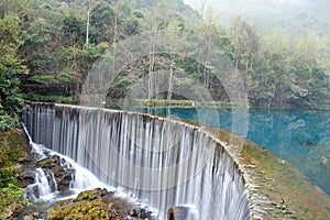 Feiyun waterfall and Wolong Lake in Zhangjiang Sce