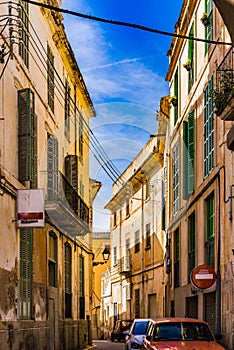 Felanitx, Majorca street in the historic center with old mediterranean houses
