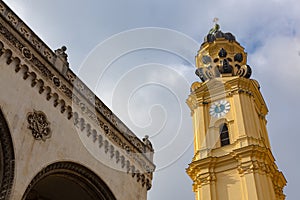 Feldherrnhalle and tower of theatinerkirche theatinerchurch at o photo