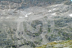 Feldseekopf - Moelltal glacier cable car with scenic view of majestic mountain peaks in remote wild High Tauern range