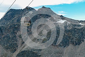 Feldseekopf - Moelltal glacier cable car with scenic view of majestic mountain peaks in remote wild High Tauern range