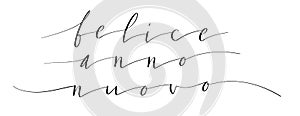 Felice anno nuovo Happy new year in Italian handwritten lettering vector illustration