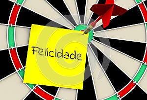 Felicidade, message on dart board photo
