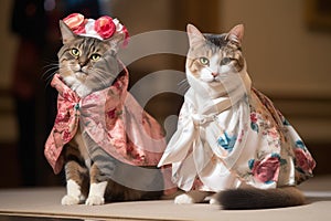 feline and canine models strutting their stuff on the runway in couture fashions