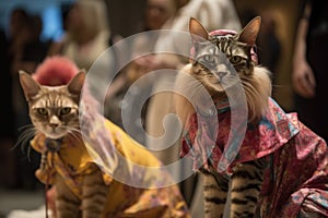 feline and canine models wearing handcrafted designs on runways at fashion show