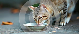 Feline Dining On Fresh Fish And Enjoying A Milk Treat At Eatery