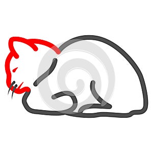 Feline distemper line icon, Diseases of pets concept, Distemper of cat sign on white background, Feline plague icon in