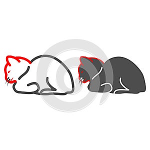 Feline distemper line and solid icon, Diseases of pets concept, Distemper of cat sign on white background, Feline plague