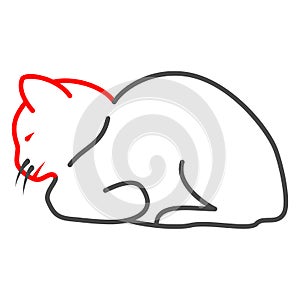 Feline distemper thin line icon, Diseases of pets concept, Distemper of cat sign on white background, Feline plague icon
