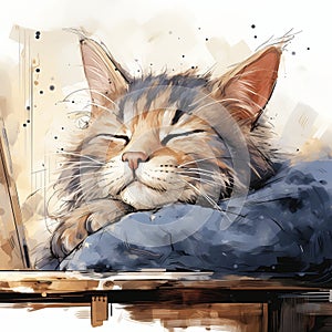 Feline Dreams: A Masterful Portrait of a Mischievous Kitty Cat S