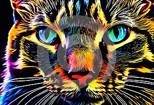 Feline Elegance: Close-Up Portrait of a Cat Crafted with Glass Material