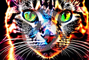 Feline Elegance: Close-Up Portrait of a Cat Crafted with Glass Material