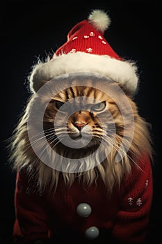 Feline Festive Fury: The Contrasting Emotions of a Christmas Cat