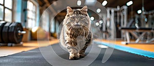 Feline Fitness Focus: A Journey to Health. Concept Cat Exercise Activities, Indoor Workout Ideas,