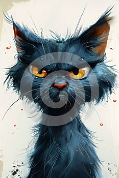 Feline Fury: The Tale of a Gruff Black Kitten with Yellow Eyes a photo