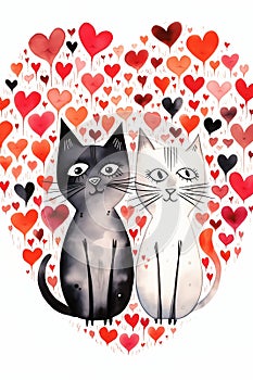 Feline Love: A Tale of Two Cats, Heart Vectors, and Princesses