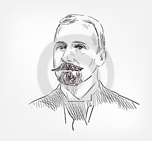 Felix Hoffmann famous chemist physician vector sketch illustration