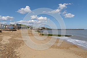 Felixstowe beach and pier buildling during construction
