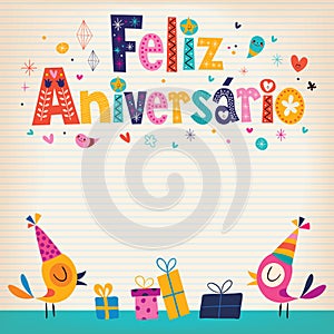 Feliz Aniversario Portuguese Happy Birthday card photo