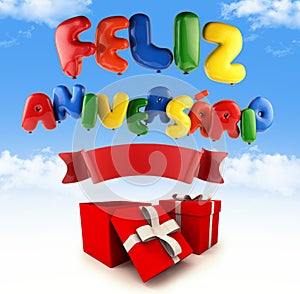 Feliz Aniversario Portuguese Happy Birthday - Font Ballon photo