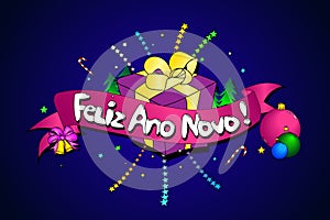 Feliz Ano Novo. Vector creative background. Happy New Year in Po photo